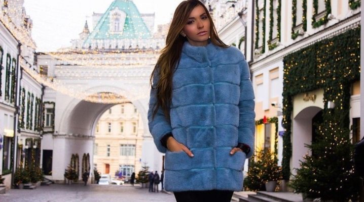 Голубая норковая шуба