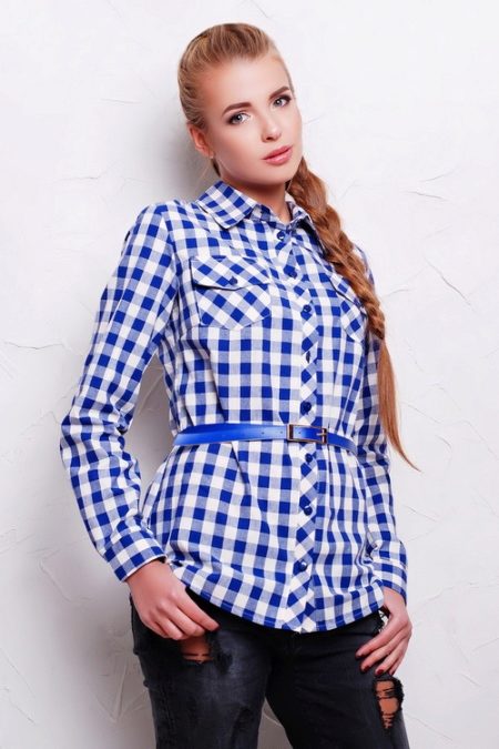 Модные рубашки для девушек в клетку фото для